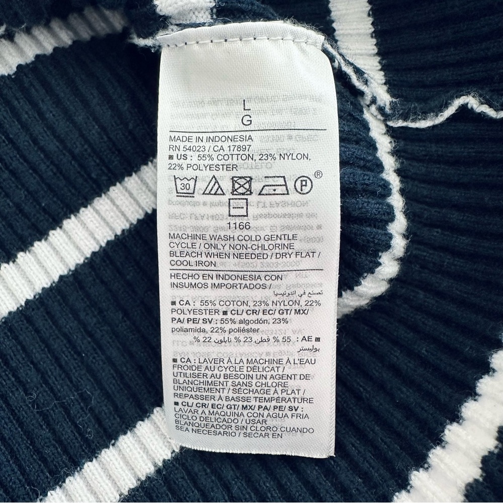 Old Navy Sleeveless Rib-Knit Striped Cropped Polo Collared Top Navy White Size L - Picture 11 of 12